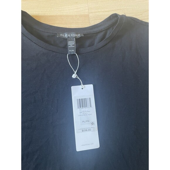 NWT Eileen Fisher Crew Neck Tunic Black Size PL Long Sleeve - Picture 7 of 11
